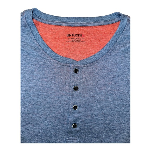 UNTUCKit Henley Grassi-Blue Men’s 3XL 4 Button Front Thick Poly/Cotton Blend - Picture 5 of 9